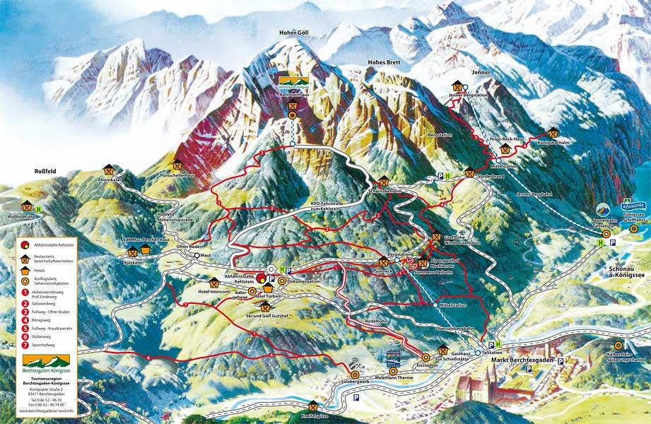 Kartengrafik des Quellauftritts mit der Umgebung von Berchtesgaden